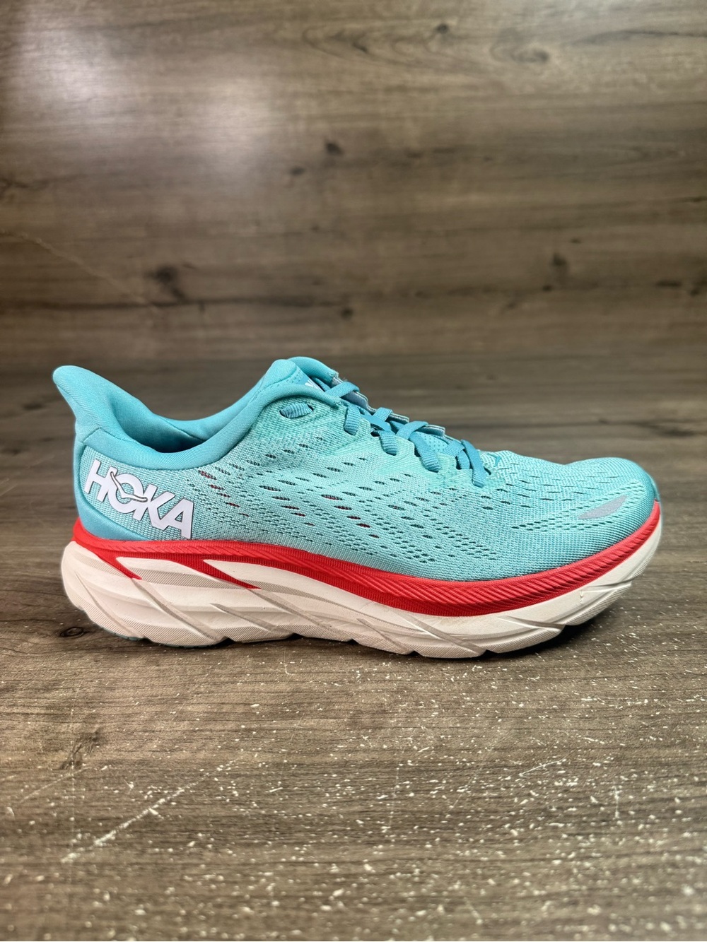 HOKA Clifton 8 Womens 8 B Aquarelle Eggshell Blue Running Shoes 1119394 AEBL